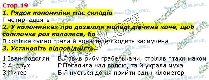 ГДЗ Українська література 7 клас сторінка Стр.19 (1-3)